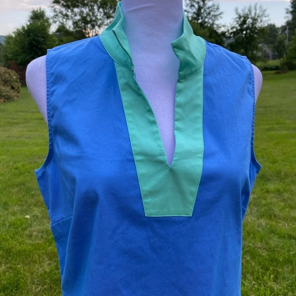 Sail to Sable Blue & Green Colorblock Sleeveless Tunic Dress - Small